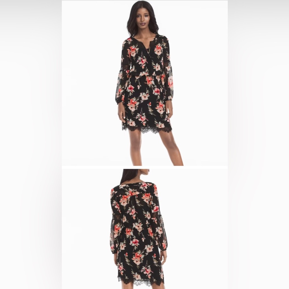 Brand new never worn!!!! WHITEHOUSEBLACKMARKET Floral Black & Pink w Black Lace